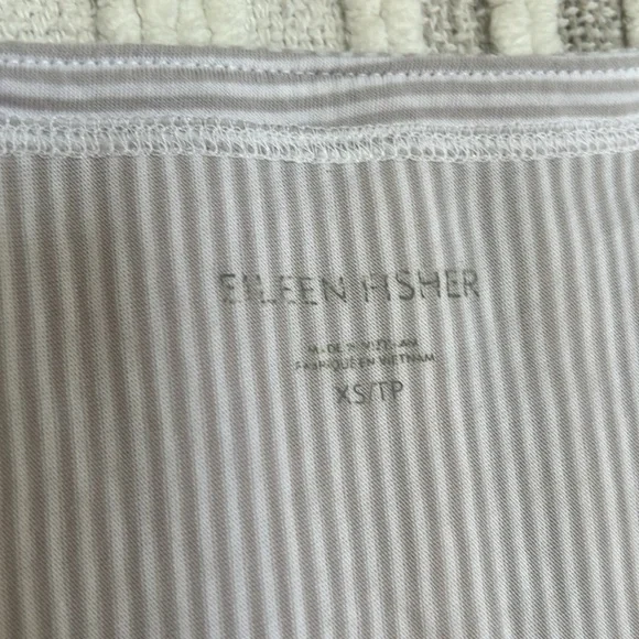 Eileen Fisher Womens XSP Tunic Dress Organic Cotton Stripe Gray White Pockets